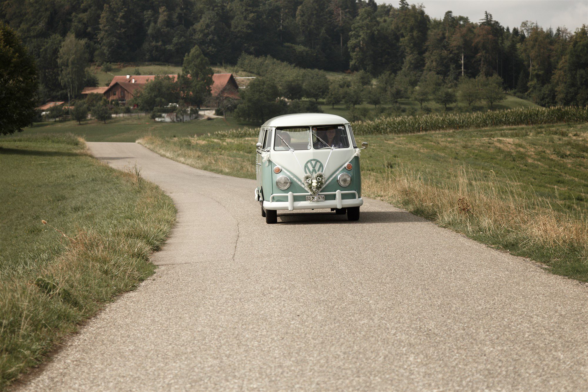 VW Bus in Pastell Grün