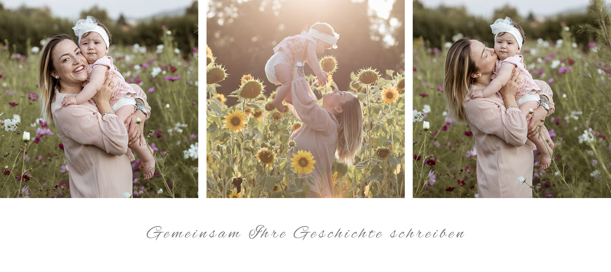 Fotocollage Familienfotoshooting in der Natur bei der Fotografin Nicole.Gallery aus Basel