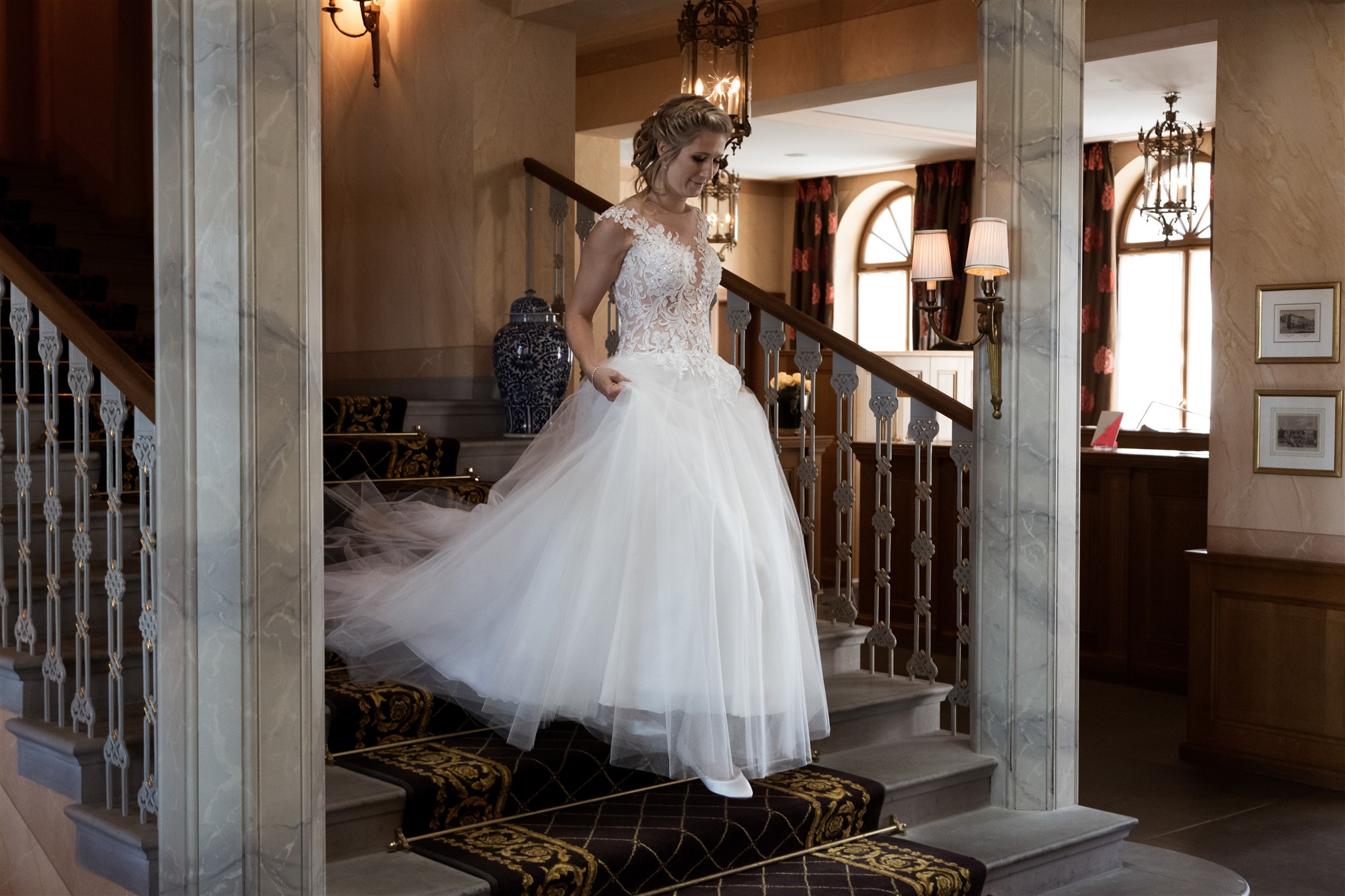 Hochzeit im Grand Hotel Les Trois Rois - First Look des Brautpaares - Hochzeitsfotograf Basel